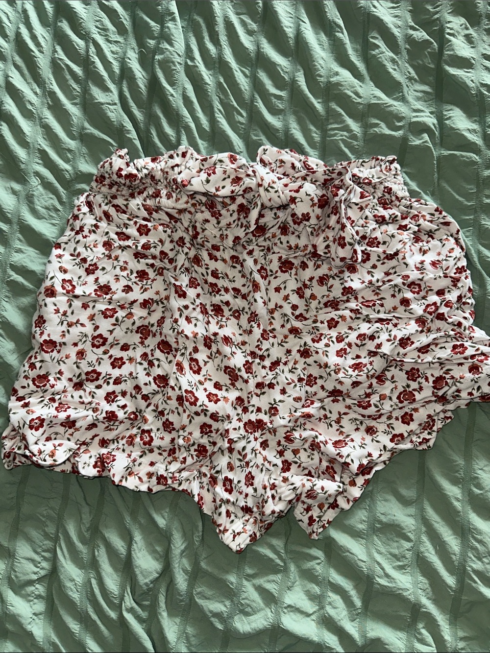 Hollister White Shorts with Red Floral Print